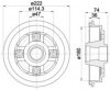 HELLA 8DT 355 301-381 Brake Drum